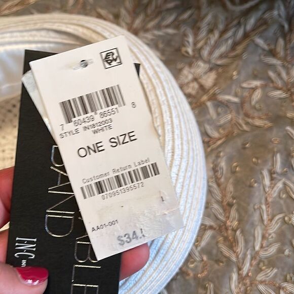 NWT INC International concepts white open braid fedora hat - Picture 8 of 10